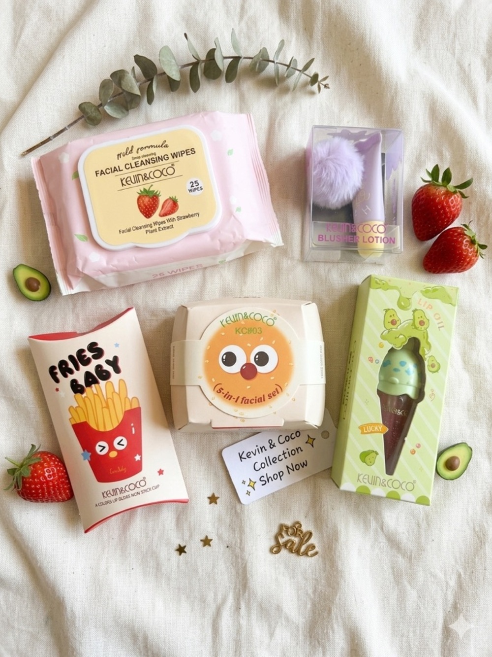 Kevin & Coco Pink Facial Cleansing Wipes – Strawberry Scent